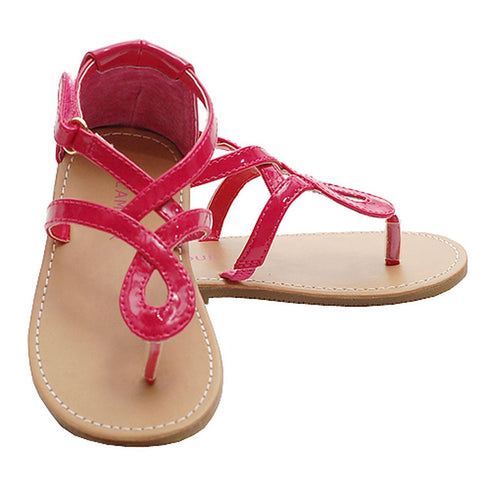 Fuchsia Patent Scroll Adjustable Flip Flop Sandals Little Girl 7-4 - SophiasStyle.com